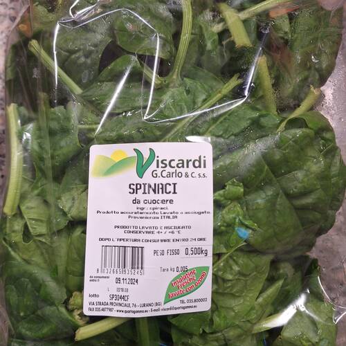 Spinaci puliti in busta da 500 gr.